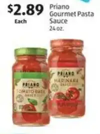 Aldi Priano Gourmet Pasta Sauce offer
