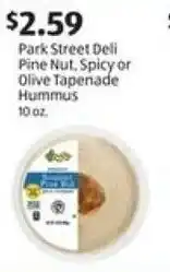Aldi Park Street Deli Pine Nut, Spicy or Olive Tapenade Hummus offer