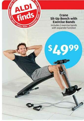 Aldi Crane Sit-up Bench With Exercise Bands offer