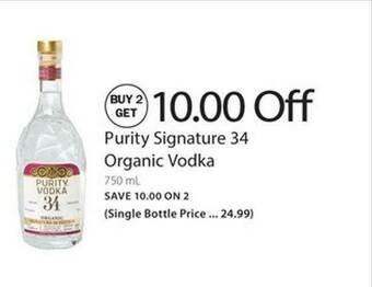 Publix Purity Signature 34 Organic Vodka offer