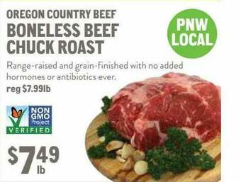 New Seasons Market Oregon Country Beef Boneless Beef Chuck Roast offer