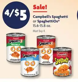 Family Dollar Campbell's Spaghetti or SpaghettiOs offer