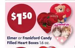 Family Dollar Elmer or Frankford Candy Filled Heart Boxes offer