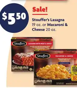 Family Dollar Stouffer's Lasagna 19 oz. or Macaroni & Cheese 20 oz offer