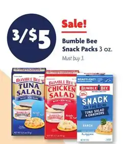 Family Dollar Bumble Bee Snack Packs offer