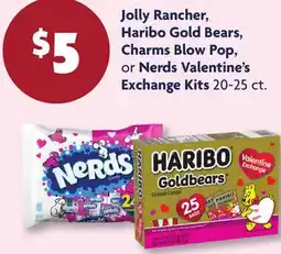 Family Dollar Jolly Rancher, Haribo Gold Bears, Charms Blow Pop, or Nerds Valentine's Exchange Kits offer