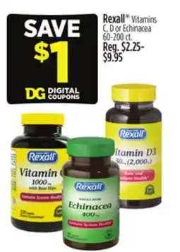 Dollar General Rexall Vitamins C, D or Echinacea offer