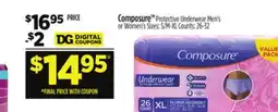 Dollar General Composure Protective Underwear offer