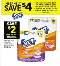 Dollar General Scott Bath Tissue Comfort Plus TM offer