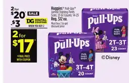 Dollar General Huggies Pull-Ups Jumbo Training Pants offer