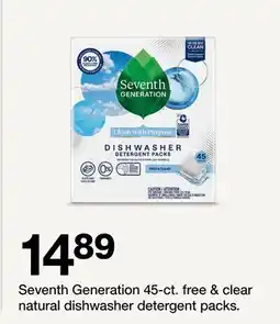 Target Seventh Generation 45-ct. free & clear natural dishwasher detergent packs offer