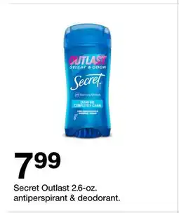 Target Secret Outlast 2.6-oz. antiperspirant & deodorant offer