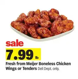 Meijer Fresh Meijer Boneless Chicken Wings or Tenders offer