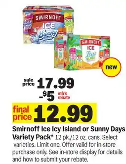 Meijer Smirnoff Ice Icy Island or Sunny Days Variety Pack offer