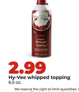 Hy-Vee Hy-Vee whipped topping offer