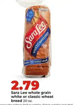 Hy-Vee Sara Lee whole grain white or classic wheat bread offer