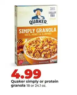 Hy-Vee Quaker simply or protein granola offer
