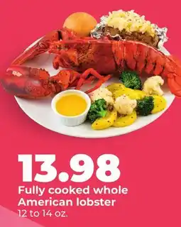 Hy-Vee Fully cooked whole American lobster offer