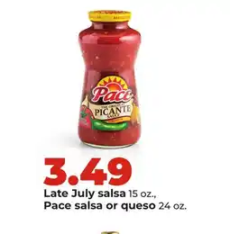 Hy-Vee Late July salsa 15 oz., Pace salsa or queso 24 oz offer