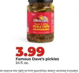 Hy-Vee Famous Dave's pickles offer