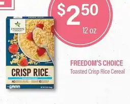 Commissary FREEDOM'S CHOICE Toasted Crisp Rice Cereal offer