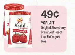 Commissary YOPLAIT Original Strawberry or Harvest Peach Low Fat Yogurt offer