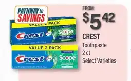Commissary CREST Toothpaste offer