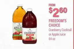 Commissary FREEDOM'S CHOICE Cranberry Cocktail or Apple Juice offer