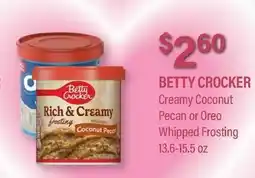 Commissary Betty Crocker Creamy Coconut Pecan or Oreo Whipped Frosting offer