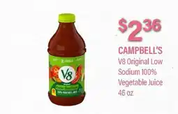 Commissary CAMPBELL'S V8 Original Low Sodium 100% Vegetable Juice offer