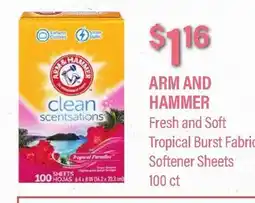 Commissary ARM AND HAMMER Fresh and Soft Tropical Burst Fabric Softener Sheets offer