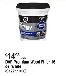 The Home Depot DAP Premium Wood Filler 16 oz. White offer