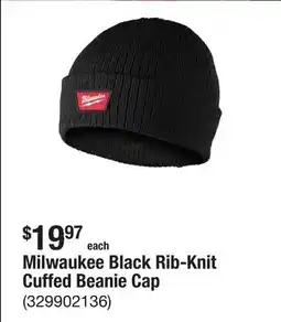 The Home Depot Milwaukee Black Rib-Knit Cuffed Beanie Cap offer