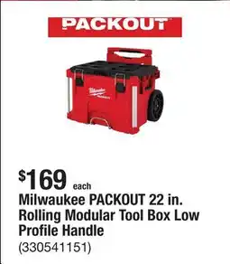 The Home Depot Milwaukee PACKOUT 22 in. Rolling Modular Tool Box Low Profile Handle offer