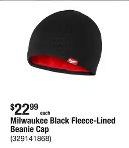 The Home Depot Milwaukee Black Fleece-Lined Beanie Cap offer