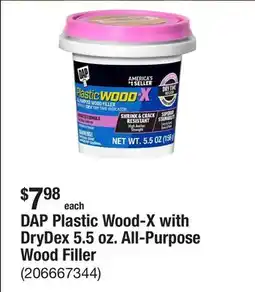 The Home Depot DAP Plastic Wood-X with DryDex 5.5 oz. All-Purpose Wood Filler offer
