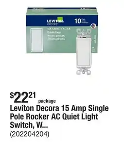 The Home Depot Leviton Decora 15 Amp Single Pole Rocker AC Quiet Light Switch, White (10-Pack) offer