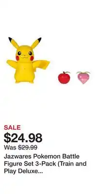 Game Stop Jazwares Pokemon Battle Figure Set 3-Pack (Train and Play Deluxe Pikachu) offer