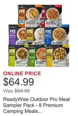 Costco ReadyWise Outdoor Pro Meal Sampler Pack - 8 Premium Camping Meals (2 Servings Per Pouch) offer