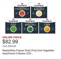 Costco ReadyWise Freeze Dried Fruit And Vegetable Assortment 5 Boxes (120 Total Servings) offer