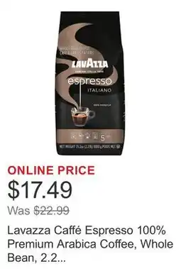 Costco Lavazza Caffé Espresso 100% Premium Arabica Coffee, Whole Bean, 2.2 lbs offer
