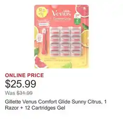 Costco Gillette Venus Comfort Glide Sunny Citrus, 1 Razor + 12 Cartridges Gel offer