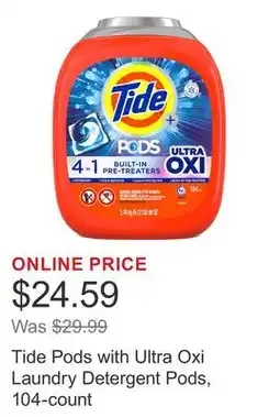 Costco Tide Pods with Ultra Oxi Laundry Detergent Pods, 104-count offer