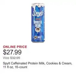 Costco Spylt Caffeinated Protein Milk, Cookies & Cream, 11 fl oz, 15-count offer