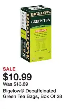 Office Depot Bigelow Decaffeinated Green Tea Bags, Box Of 28 offer