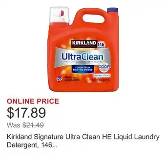 Costco Kirkland Signature Ultra Clean HE Liquid Laundry Detergent, 146 loads, 194 fl oz offer