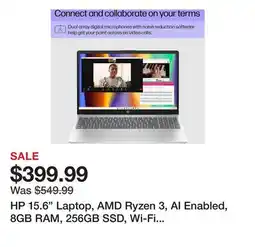 Office Depot HP 15.6 Laptop, AMD Ryzen 3, AI Enabled, 8GB RAM, 256GB SSD, Wi-Fi 6, Windows 11 Home (15-fc0013od) offer