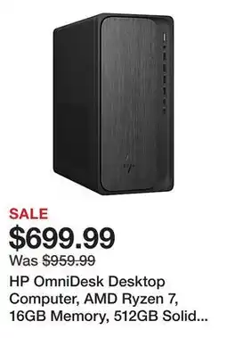 Office Depot HP OmniDesk Desktop Computer, AMD Ryzen 7, 16GB Memory, 512GB Solid State Drive, Windows 11 Home offer