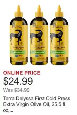 Costco Terra Delyssa First Cold Press Extra Virgin Olive Oil, 25.5 fl oz, 3-pack offer