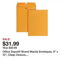 Office Depot Office Depot Brand Manila Envelopes, 9 x 12, Clasp Closure, Brown Kraft, Box Of 100 offer